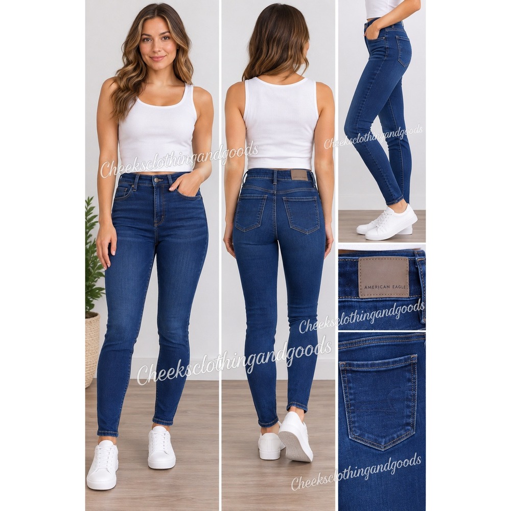 American Eagle Super Hi-Rise Jegging Womens 0 Short Dark Wash Blue Denim Jeans